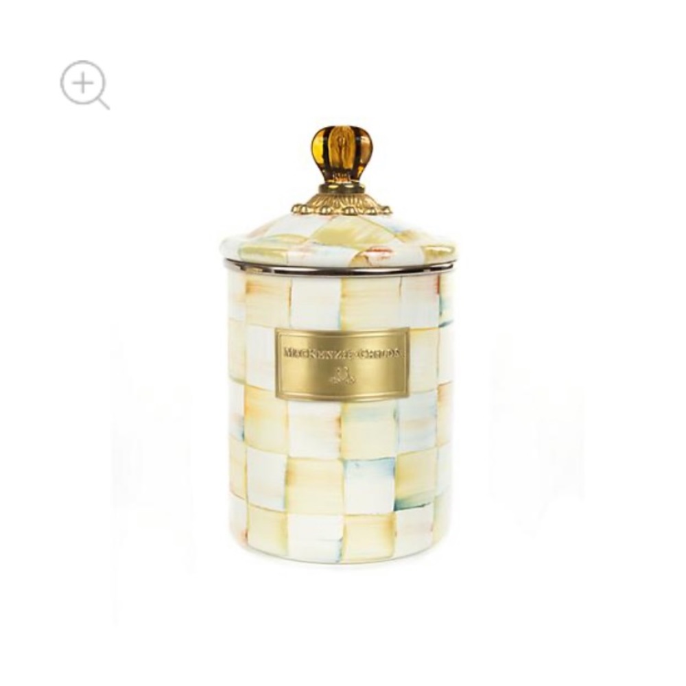 Parchment check enamel canister